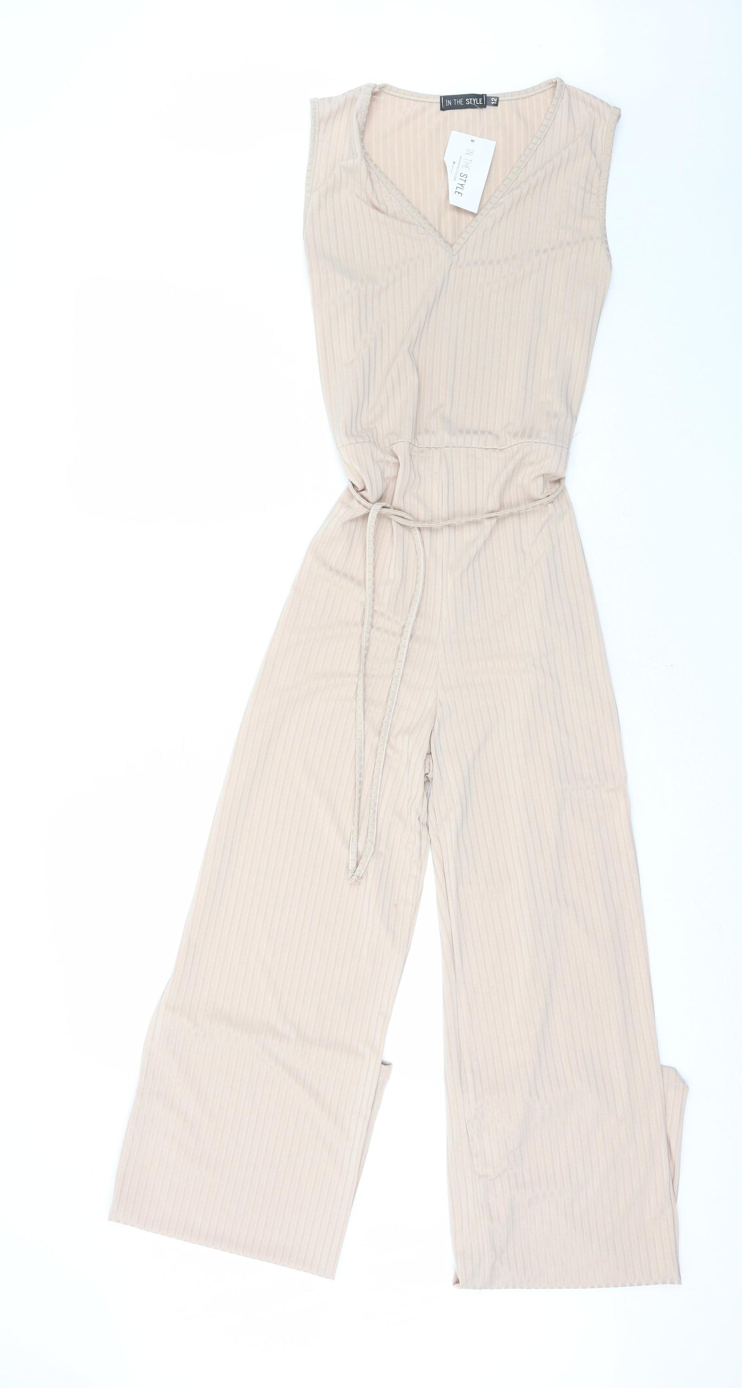 In the Style Womens Ivory  Polyester Jumpsuit One-Piece Size 12 L33 in