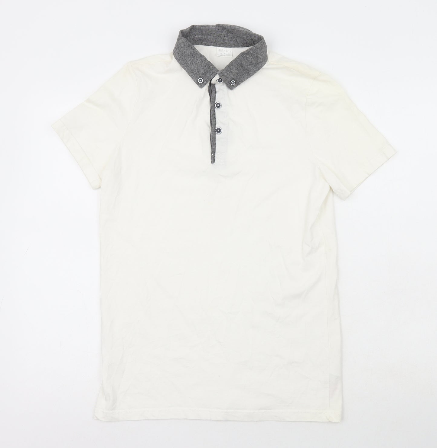 F&F Boys White  100% Cotton Pullover Polo Size 13-14 Years Collared
