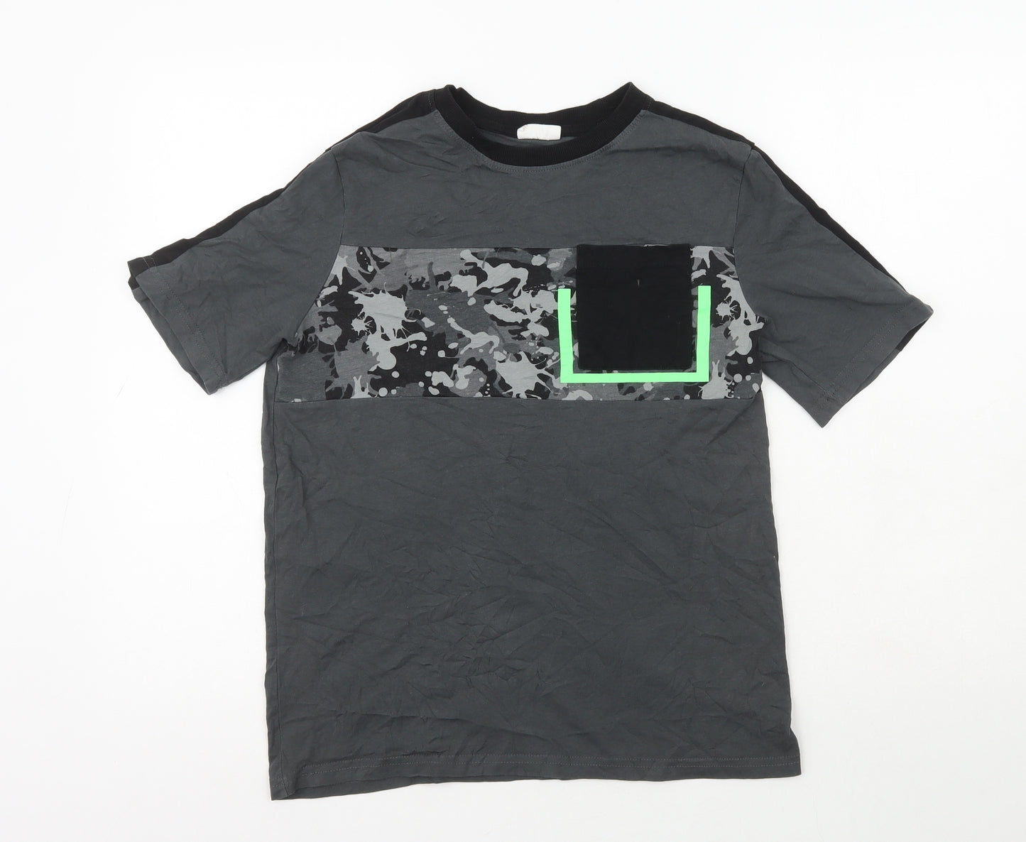 Coccodrillo Boys Grey  100% Cotton Pullover T-Shirt Size 14-15 Years Crew Neck