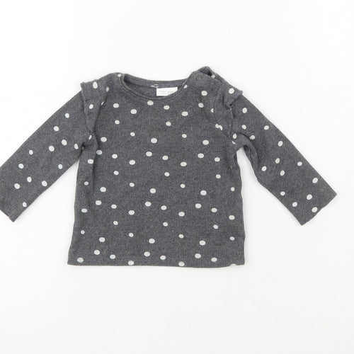 NEXT Boys Grey Polka Dot Cotton Pullover Jumper Size 3-6 Months