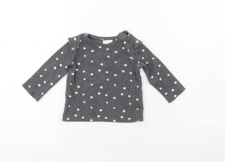 NEXT Boys Grey Polka Dot Cotton Pullover Jumper Size 3-6 Months