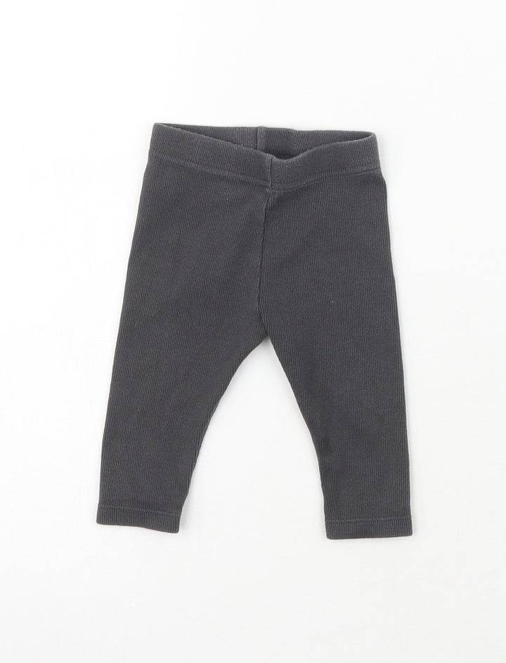 Marks & Spencer Girls Grey Cotton Sweatpants Leggings Size 3-6 Months