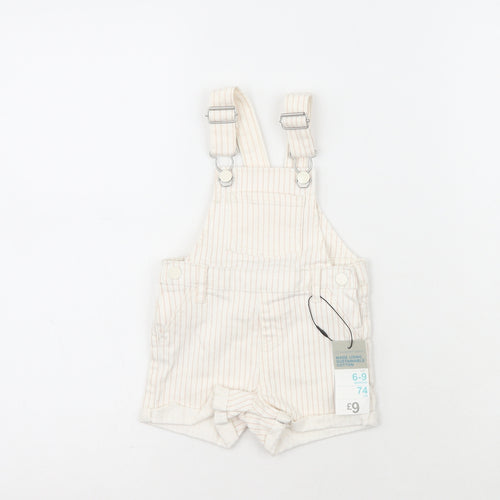Atmosphere Girls Beige Striped  Dungaree One-Piece Size 6-9 Months