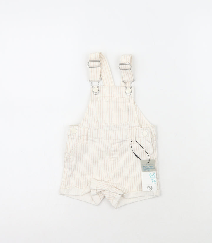 Atmosphere Girls Beige Striped Dungaree One-Piece Size 6-9 Months