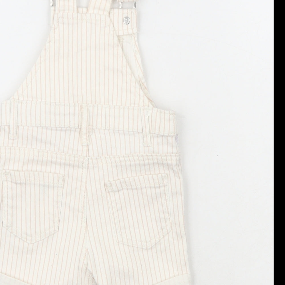 Atmosphere Girls Beige Striped  Dungaree One-Piece Size 6-9 Months