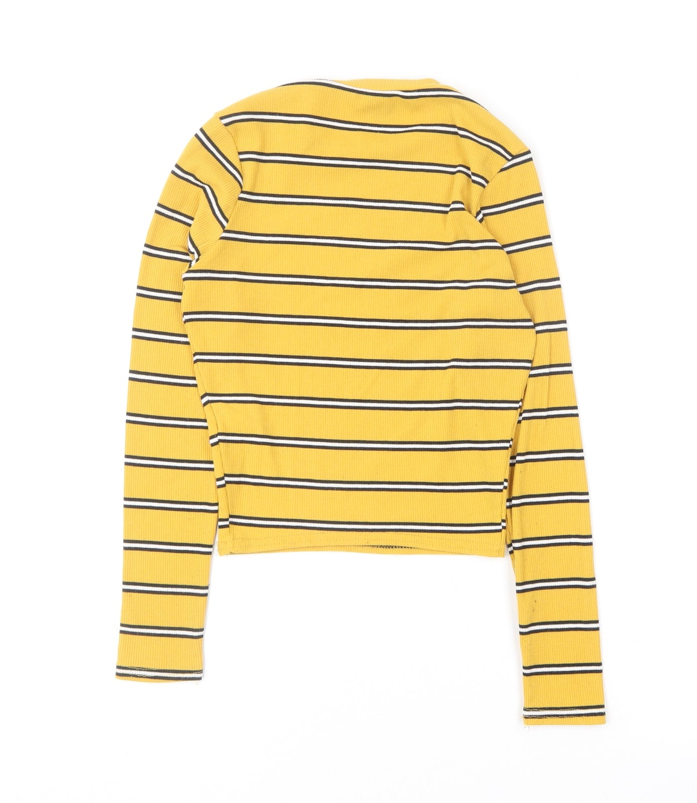New Look Girls Yellow Striped Polyester Basic T-Shirt Size 12-13 Years Round Neck