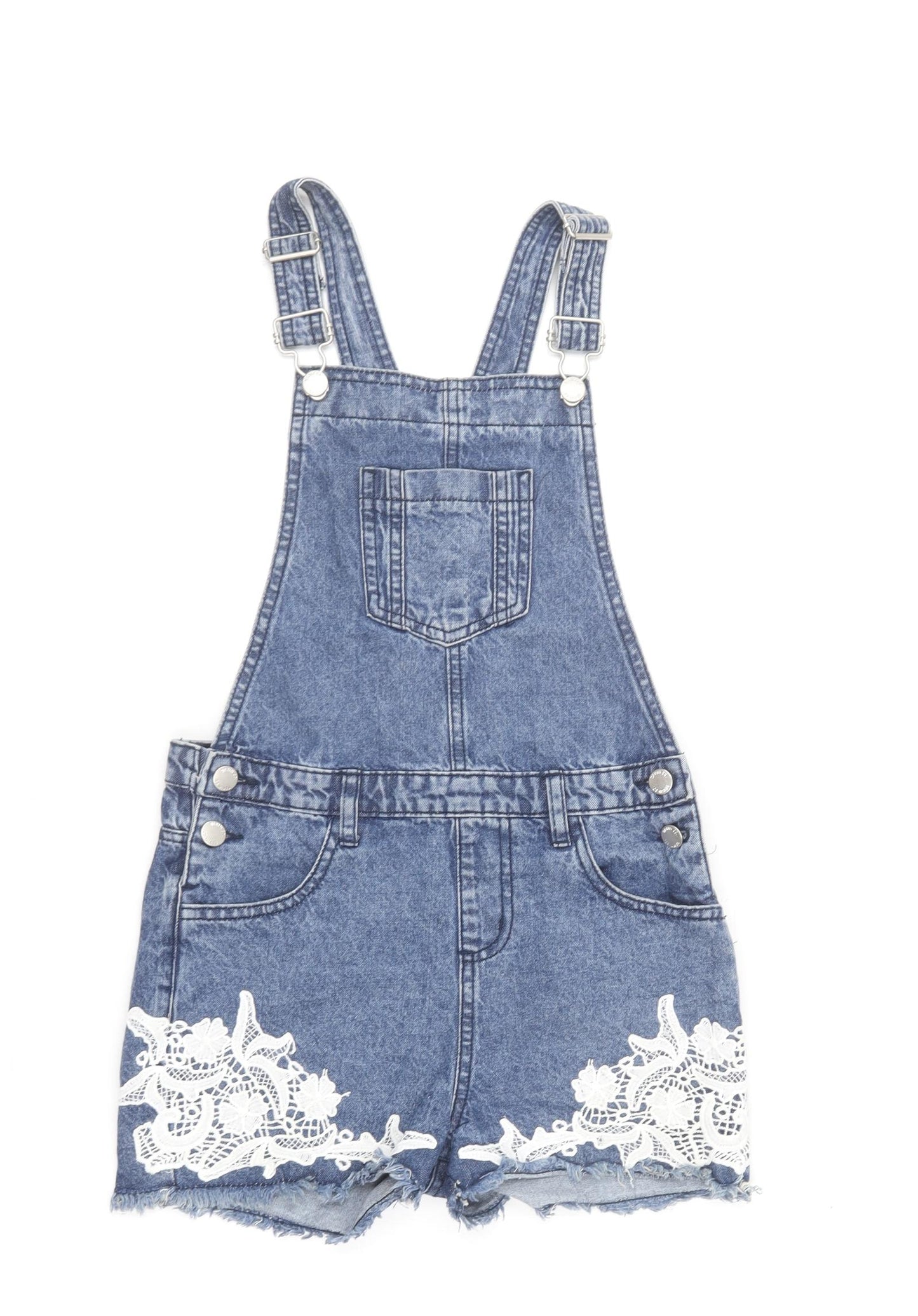 Denim & Co. Girls Blue  Cotton Dungaree One-Piece Size 10-11 Years