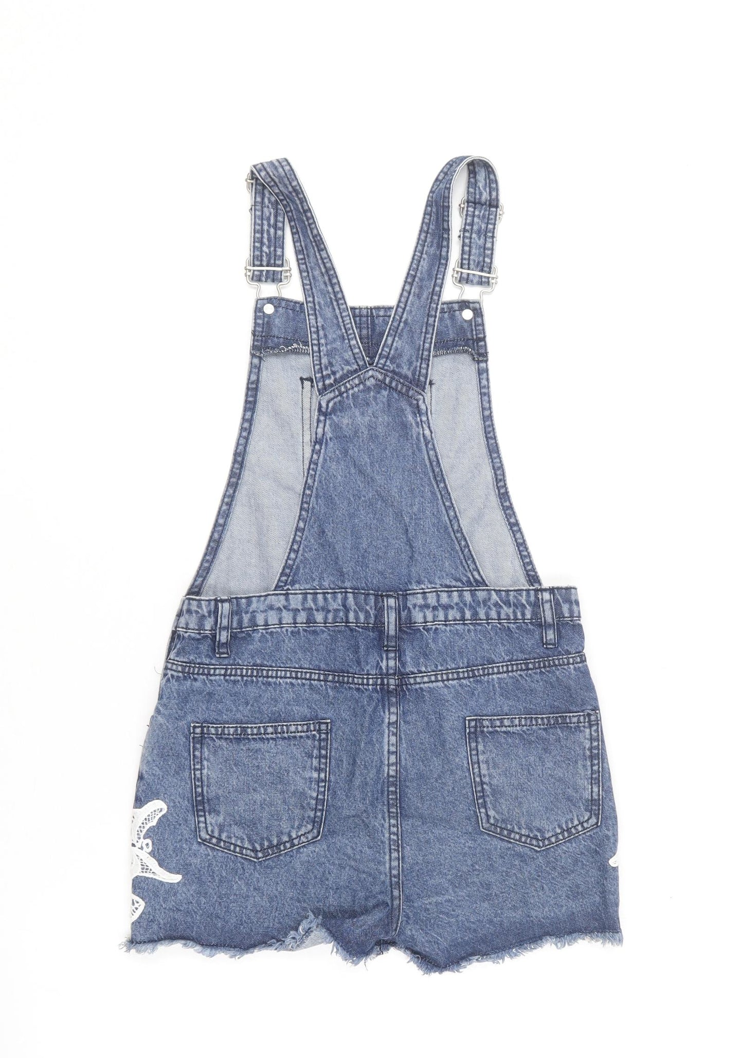 Denim & Co. Girls Blue  Cotton Dungaree One-Piece Size 10-11 Years