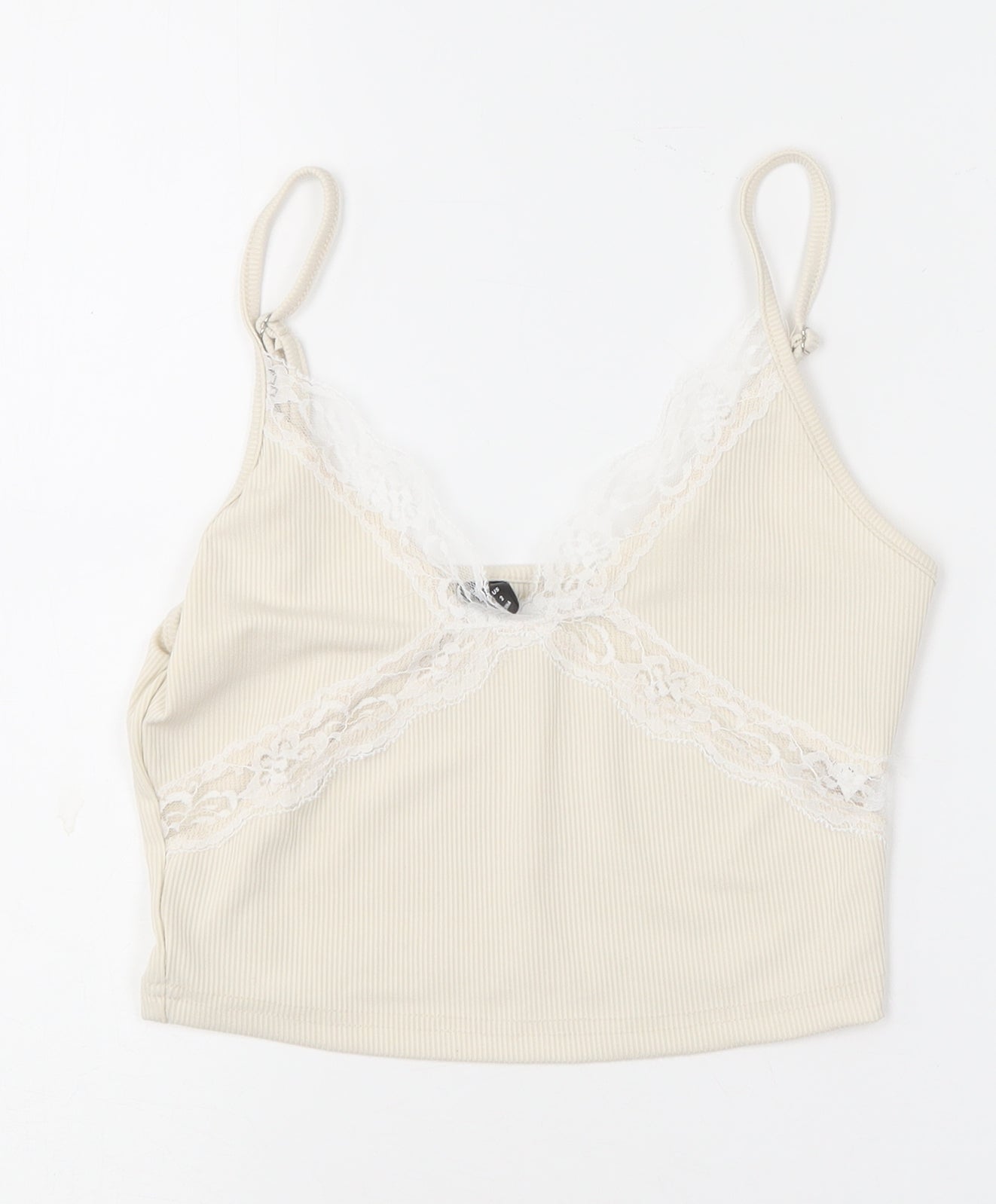 SheIn Womens Beige  Polyester Camisole T-Shirt Size XS V-Neck