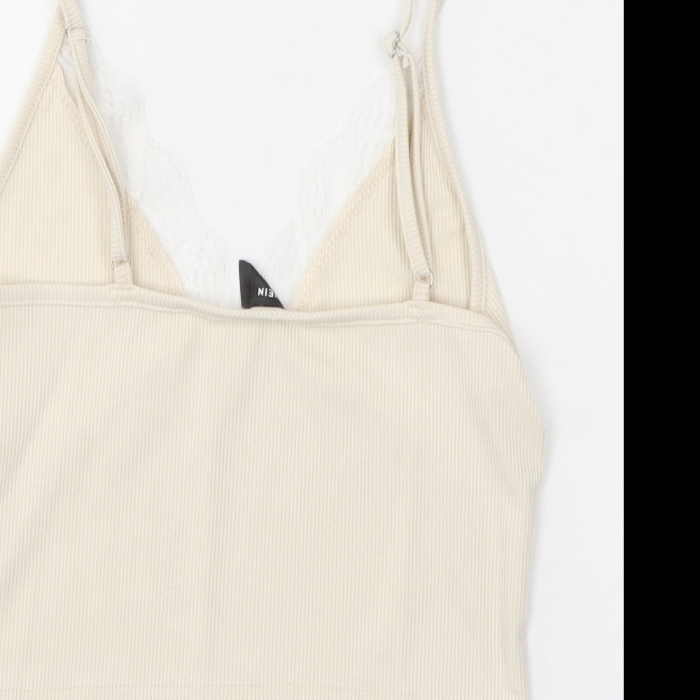 SheIn Womens Beige  Polyester Camisole T-Shirt Size XS V-Neck