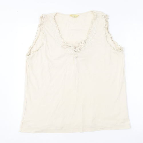 Agenda Womens Beige  Cotton Basic Tank Size 22 Round Neck