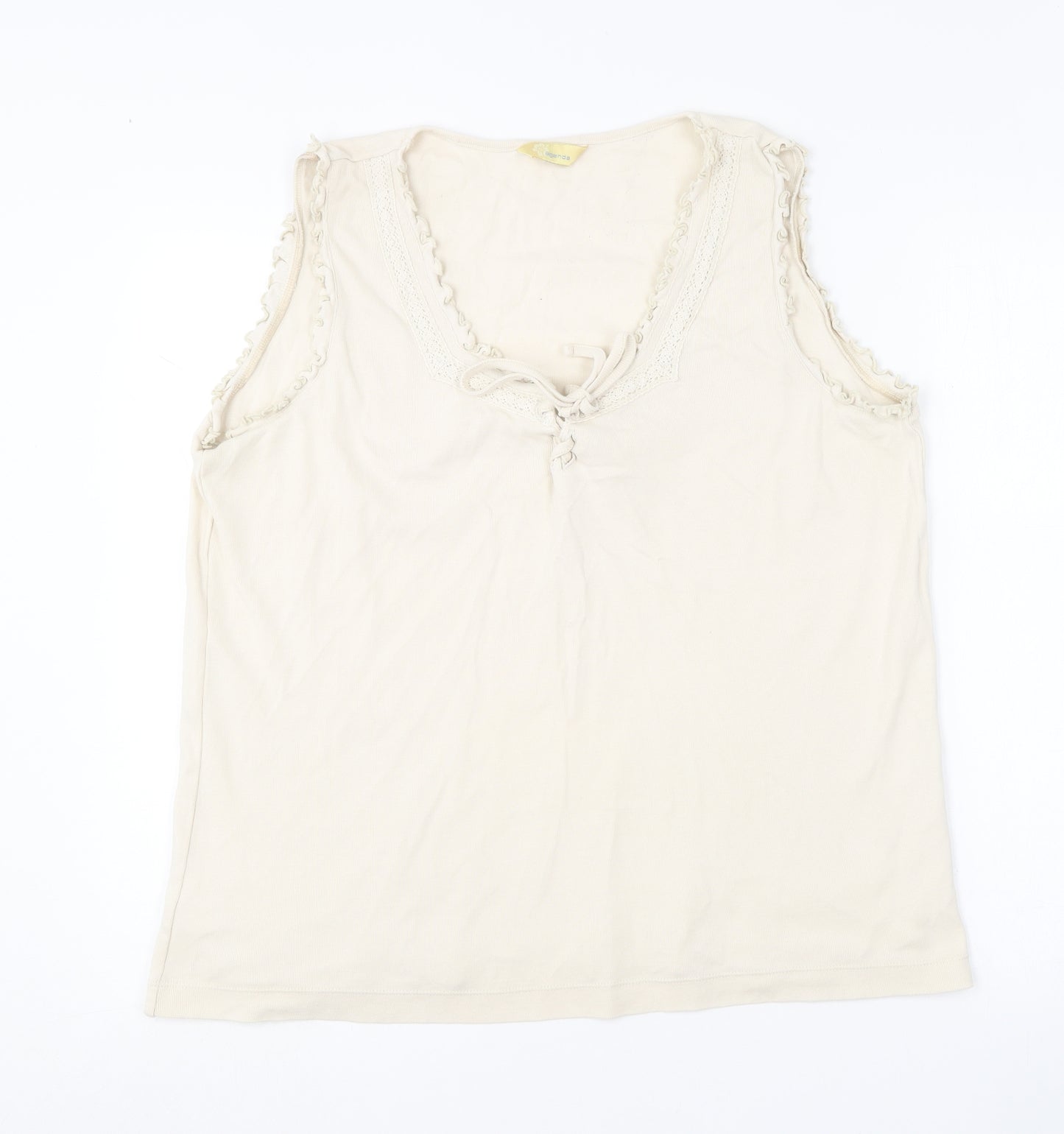 Agenda Womens Beige  Cotton Basic Tank Size 22 Round Neck