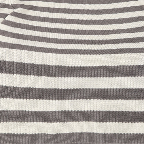 NEXT Womens Brown Round Neck Striped Cotton Pullover Jumper Size 14
