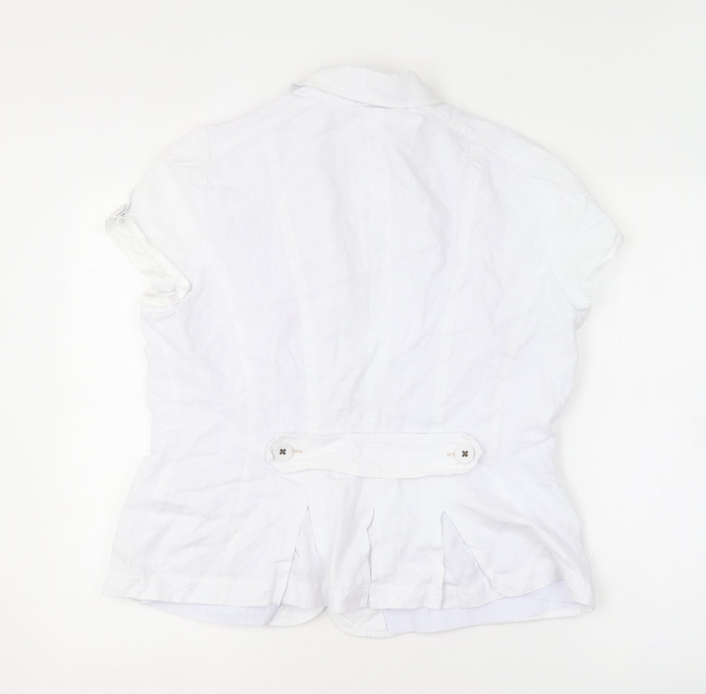 Principles Womens White  Linen Basic Button-Up Size 16 Collared