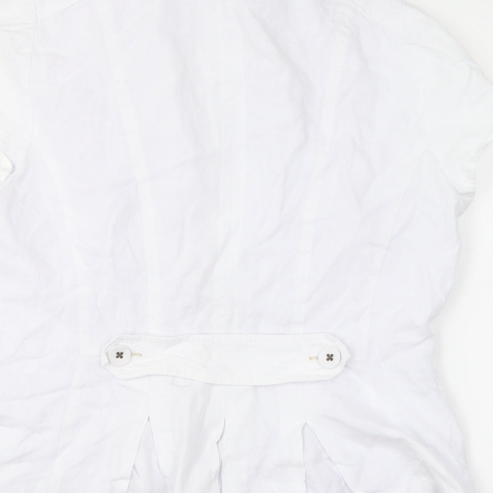 Principles Womens White  Linen Basic Button-Up Size 16 Collared