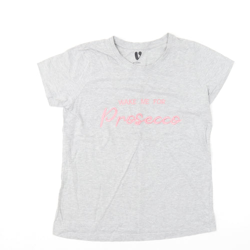 Very Womens Grey  Cotton Basic T-Shirt Size 8 Round Neck - Prosecco