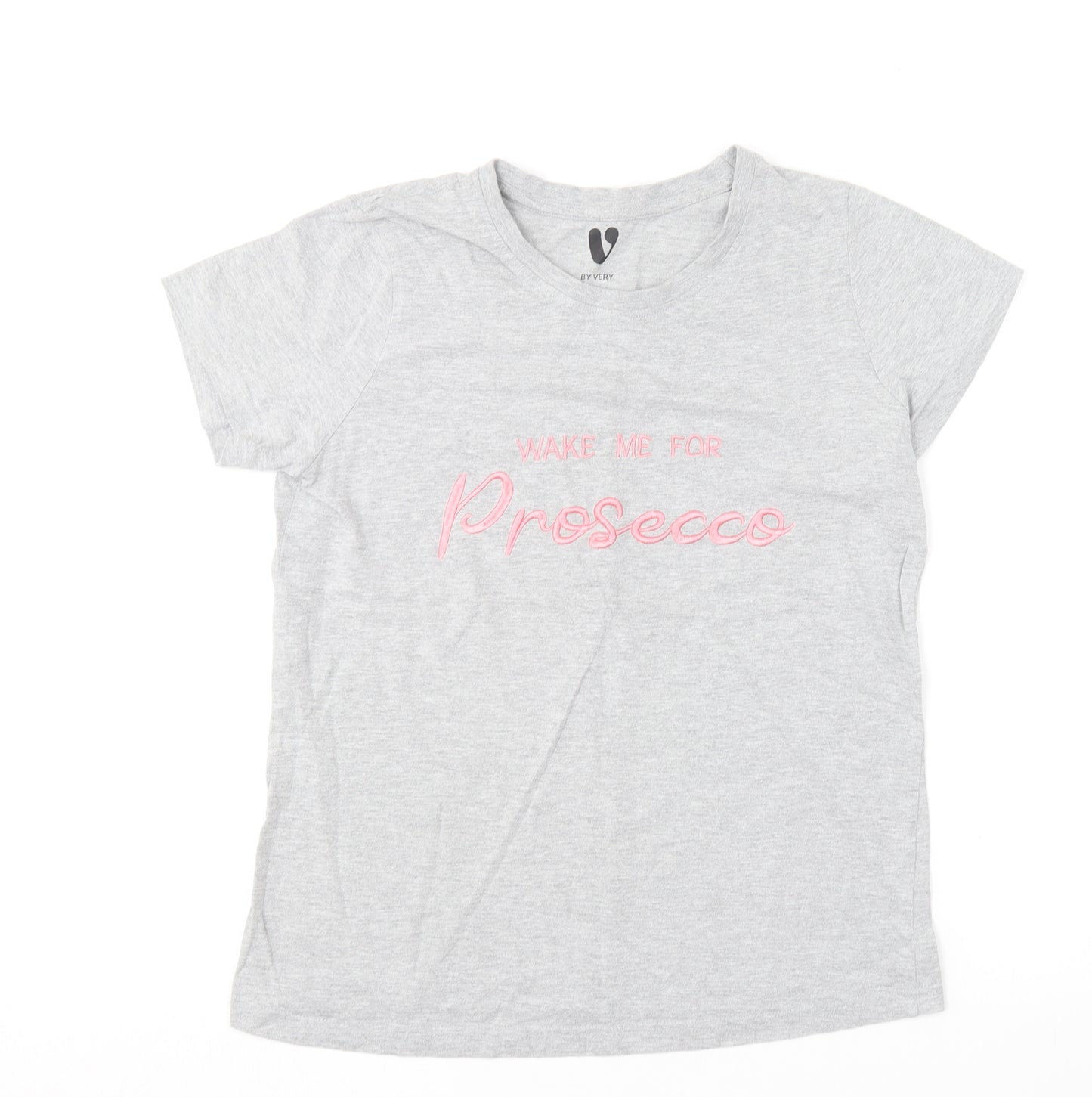 Very Womens Grey  Cotton Basic T-Shirt Size 8 Round Neck - Prosecco