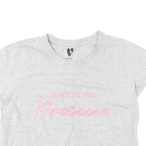 Very Womens Grey  Cotton Basic T-Shirt Size 8 Round Neck - Prosecco