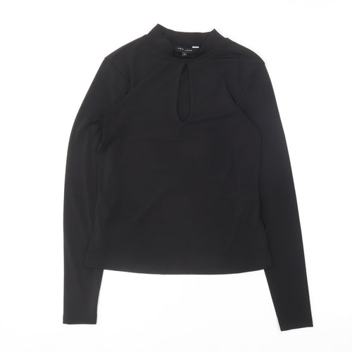 New Look Womens Black  Polyester Basic Blouse Size 8 Crew Neck