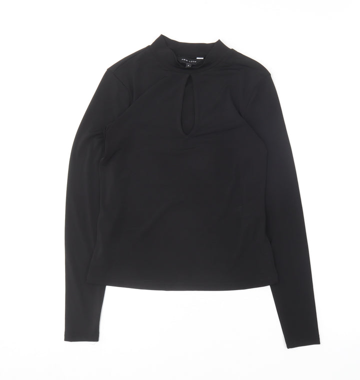 New Look Womens Black Polyester Basic Blouse Size 8 Crew Neck