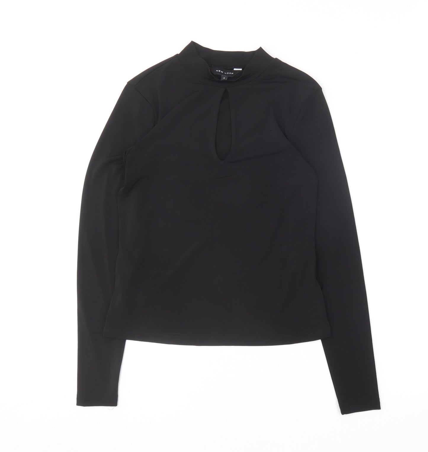 New Look Womens Black  Polyester Basic Blouse Size 8 Crew Neck