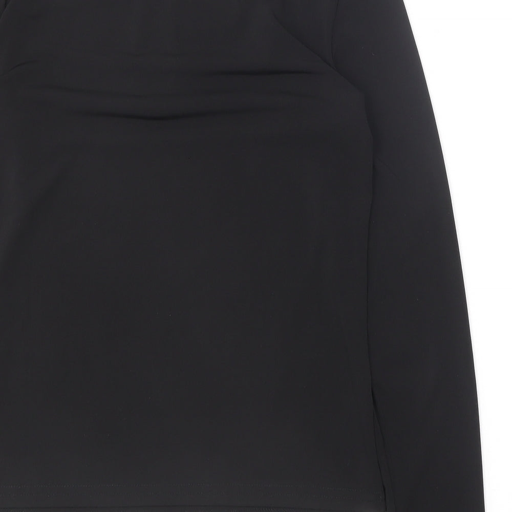 New Look Womens Black  Polyester Basic Blouse Size 8 Crew Neck