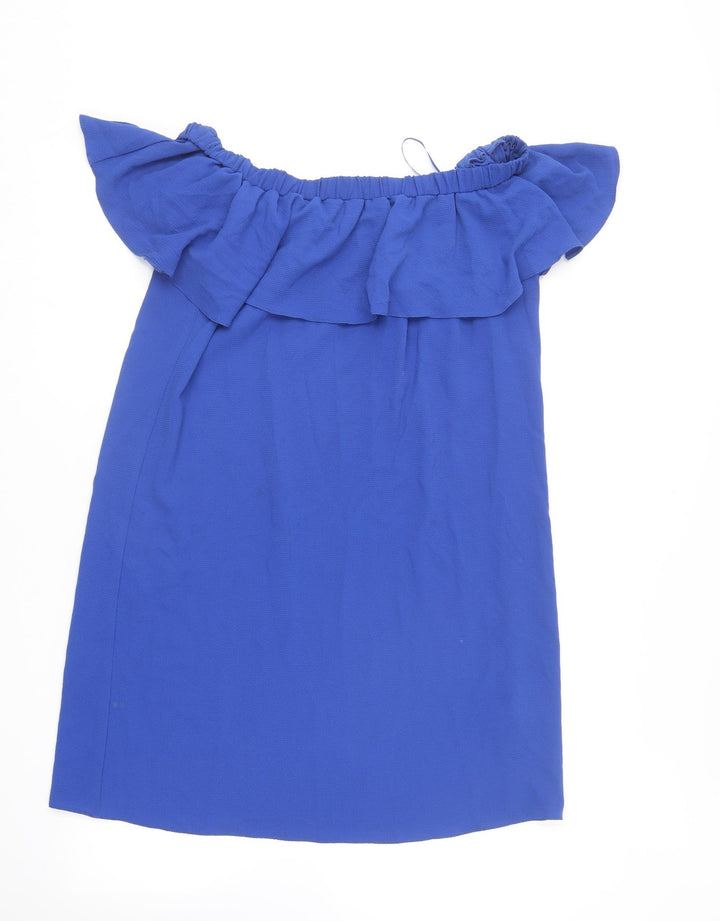 F&F Womens Blue Polyester Shift Size 12 Off the Shoulder