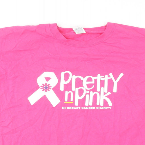 Fruit of the Loom Womens Pink  Cotton Basic T-Shirt Size M Round Neck - Pretty Pink Charity