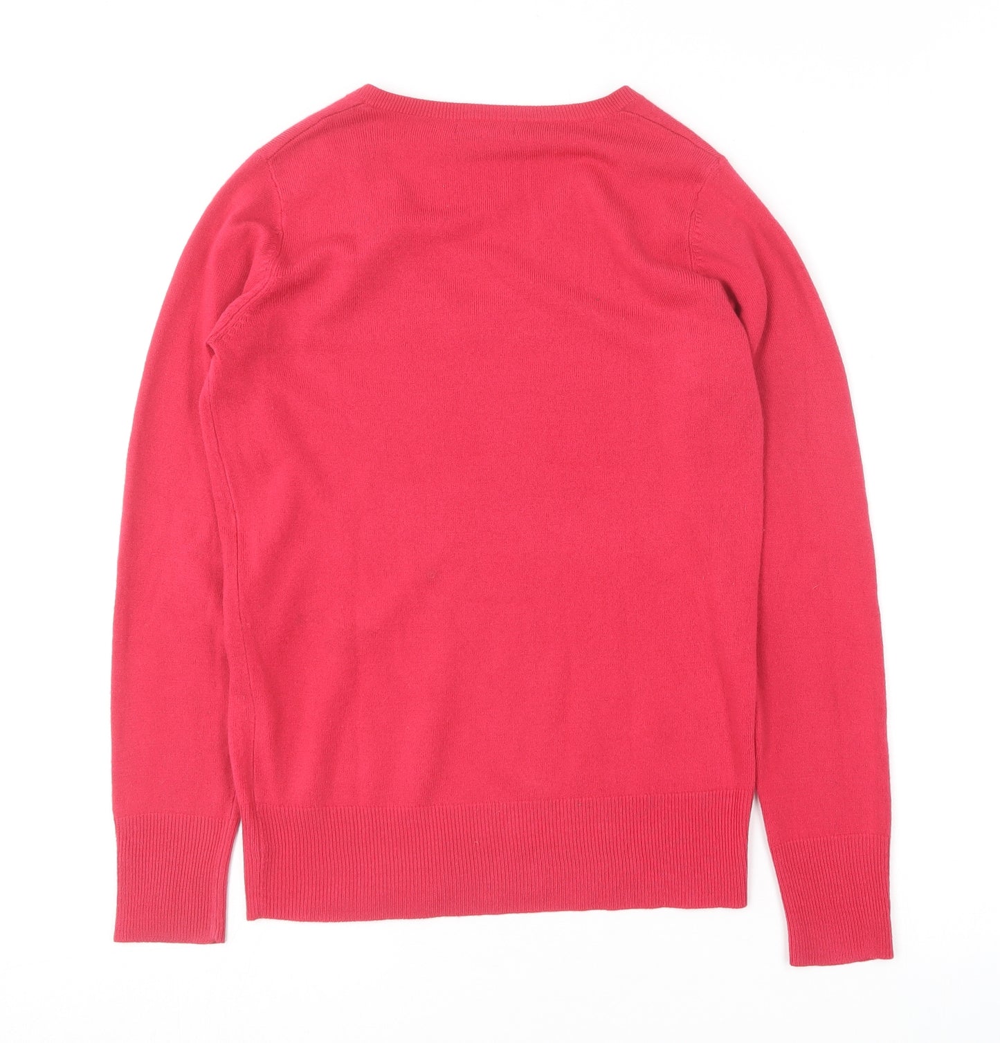 NEXT Womens Pink V-Neck  Acrylic Pullover Jumper Size 8