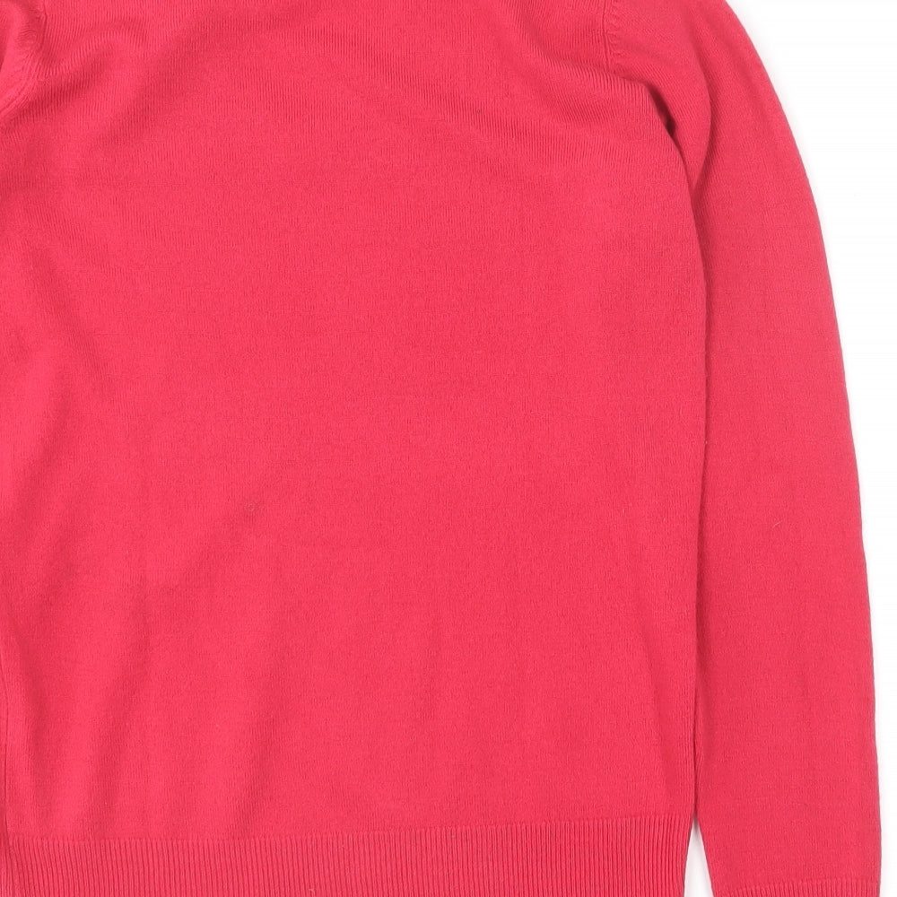 NEXT Womens Pink V-Neck  Acrylic Pullover Jumper Size 8