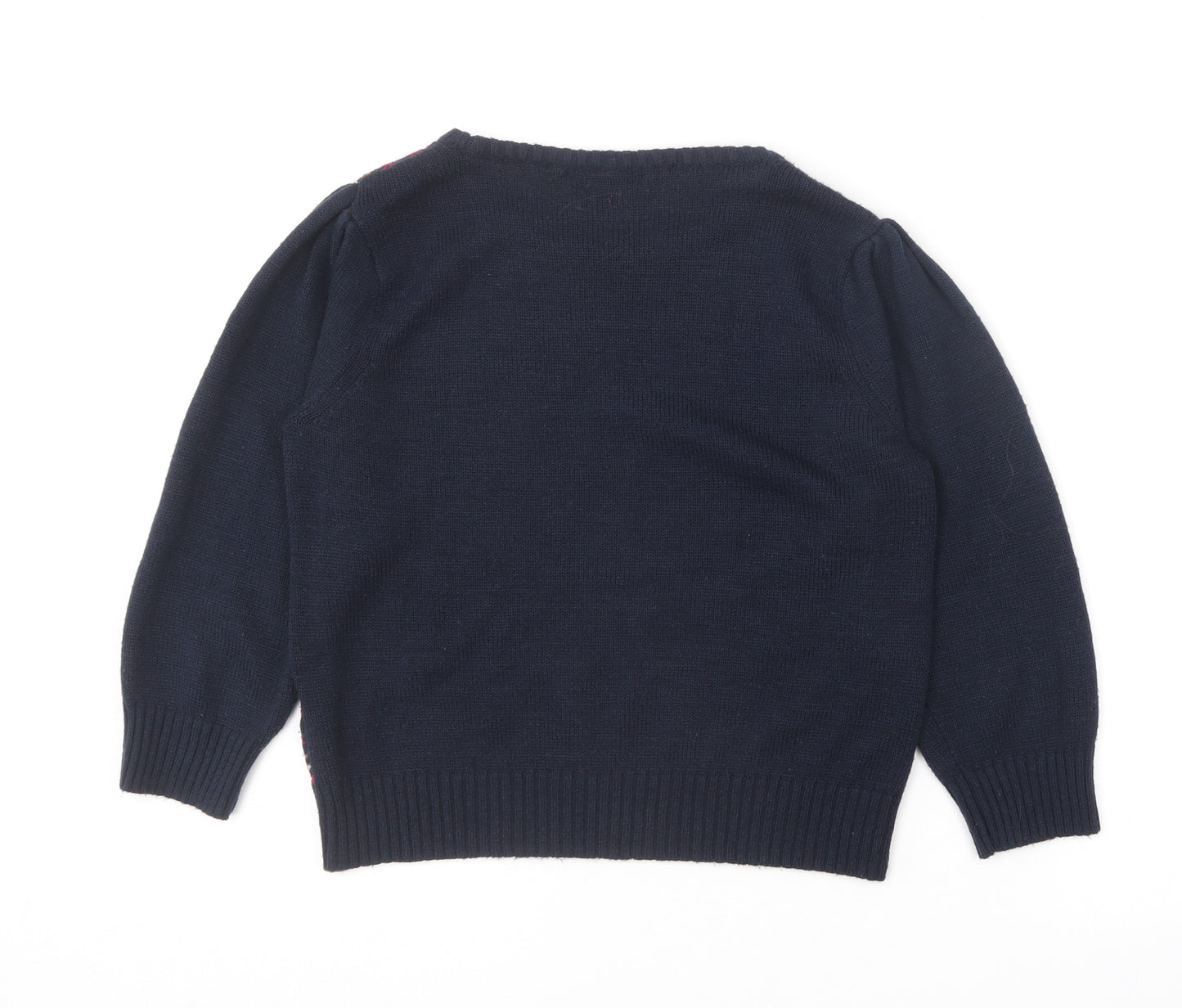 Internacionale Womens Blue Round Neck Geometric Acrylic Pullover Jumper Size 12