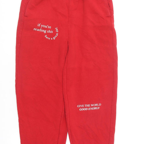 Primark Womens Red  Cotton Jogger Trousers Size XS L26 in Regular