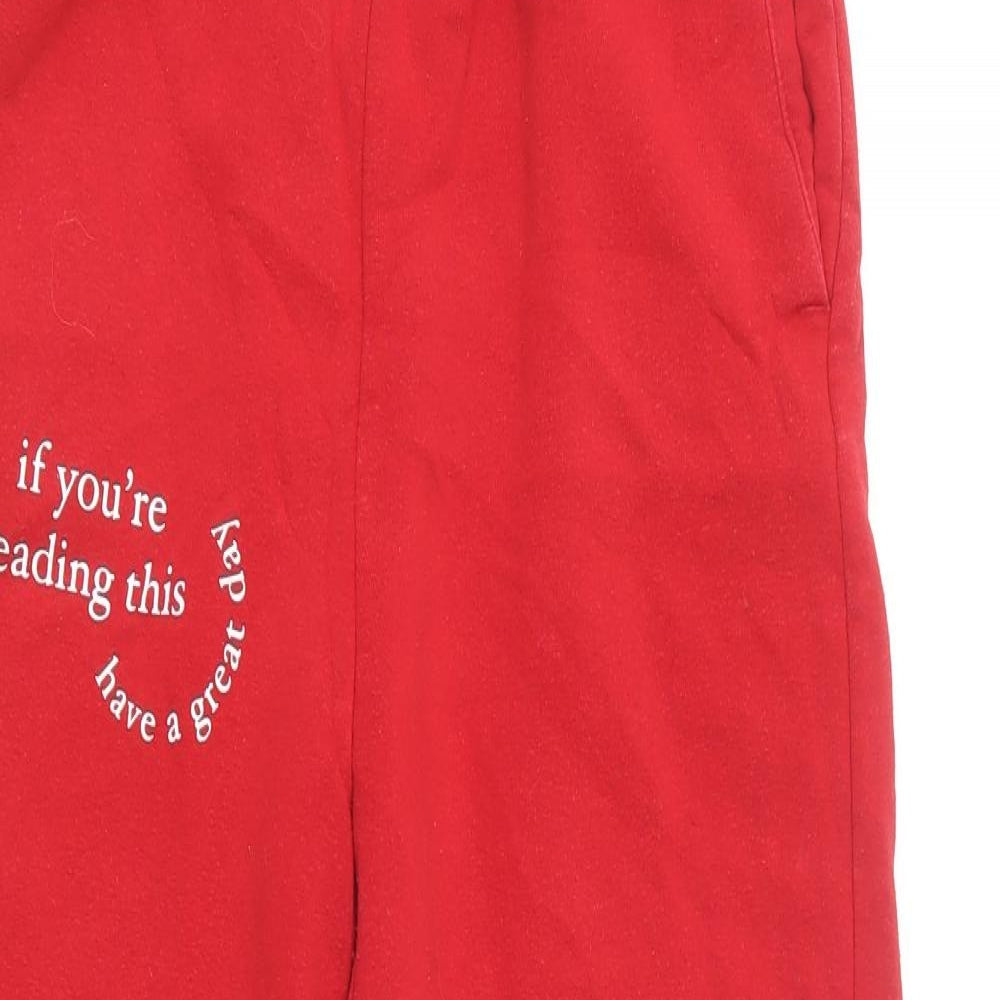 Primark Womens Red  Cotton Jogger Trousers Size XS L26 in Regular