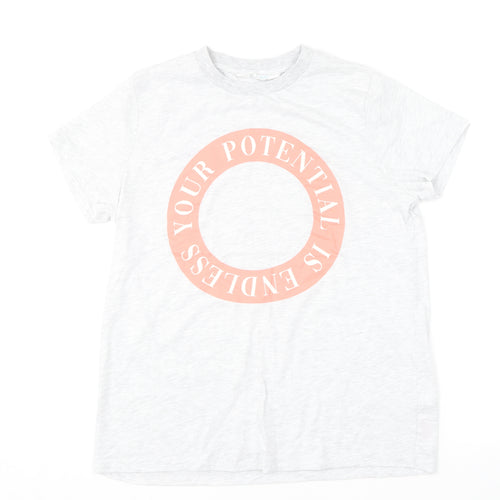 Primark Womens Grey  Cotton Basic T-Shirt Size 10 Round Neck