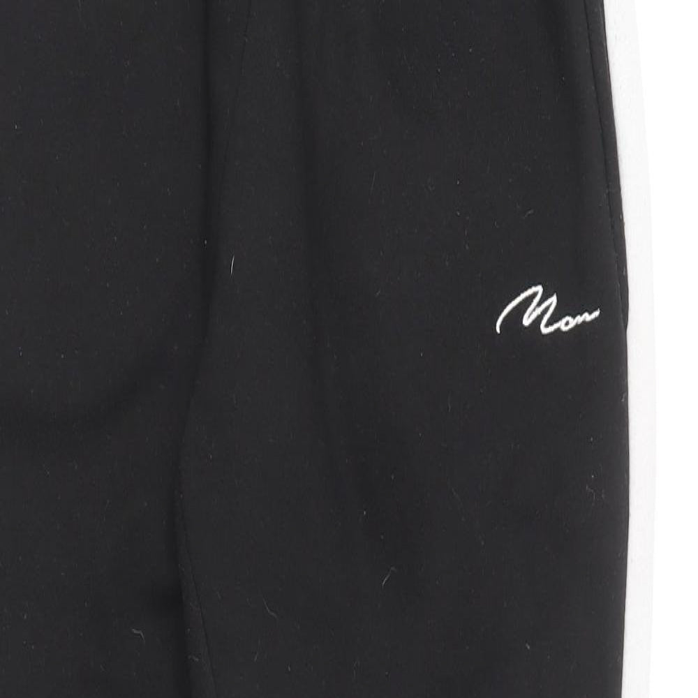 boohoo MAN Mens Black  Cotton Jogger Trousers Size M L29 in Regular
