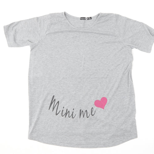 Boohoo Womens Grey  Polyester Basic T-Shirt Size 10 Round Neck - Mini Me