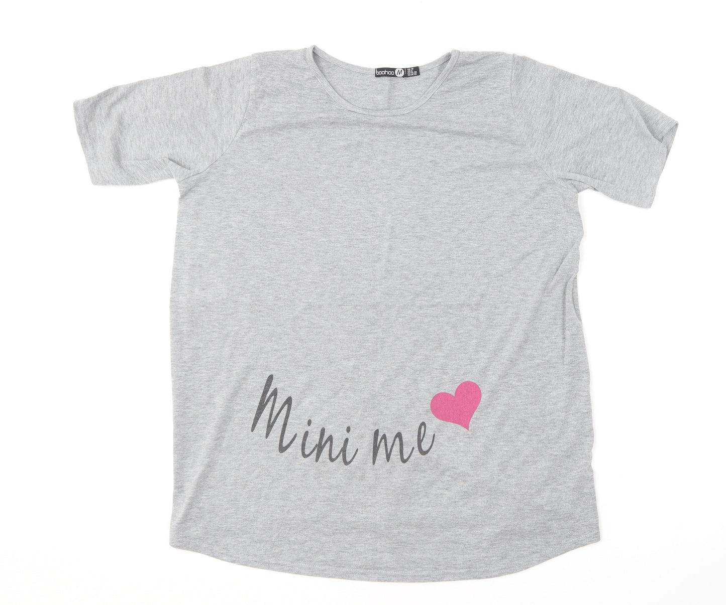 Boohoo Womens Grey  Polyester Basic T-Shirt Size 10 Round Neck - Mini Me