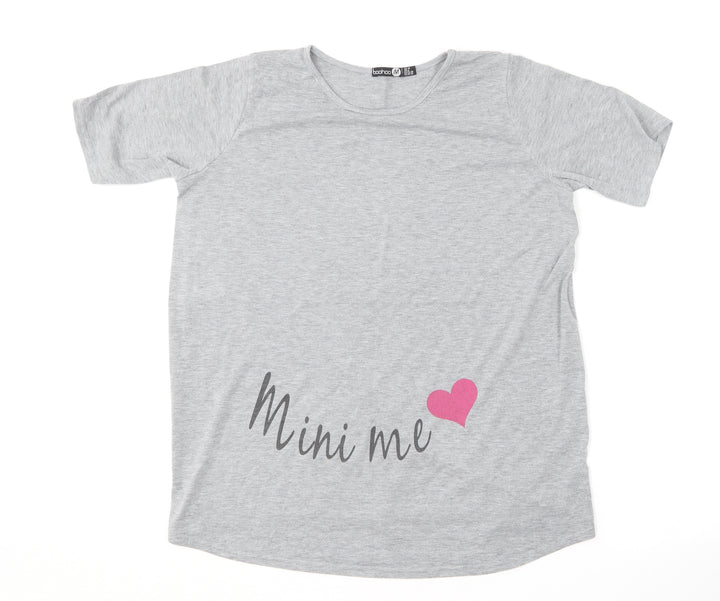 Boohoo Womens Grey  Polyester Basic T-Shirt Size 10 Round Neck - Mini Me