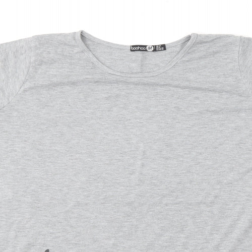 Boohoo Womens Grey  Polyester Basic T-Shirt Size 10 Round Neck - Mini Me