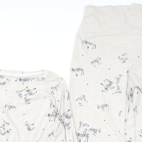 NEXT Womens Beige Geometric Cotton Top Pyjama Set Size S   - Zebra