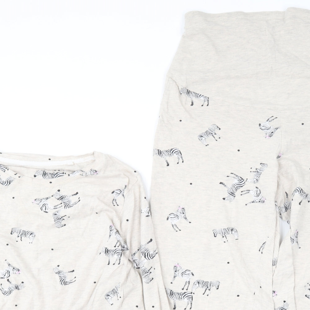 NEXT Womens Beige Geometric Cotton Top Pyjama Set Size S   - Zebra