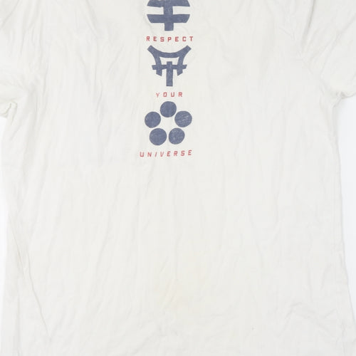 Respect Your Universe Mens White  Cotton  T-Shirt Size L Round Neck