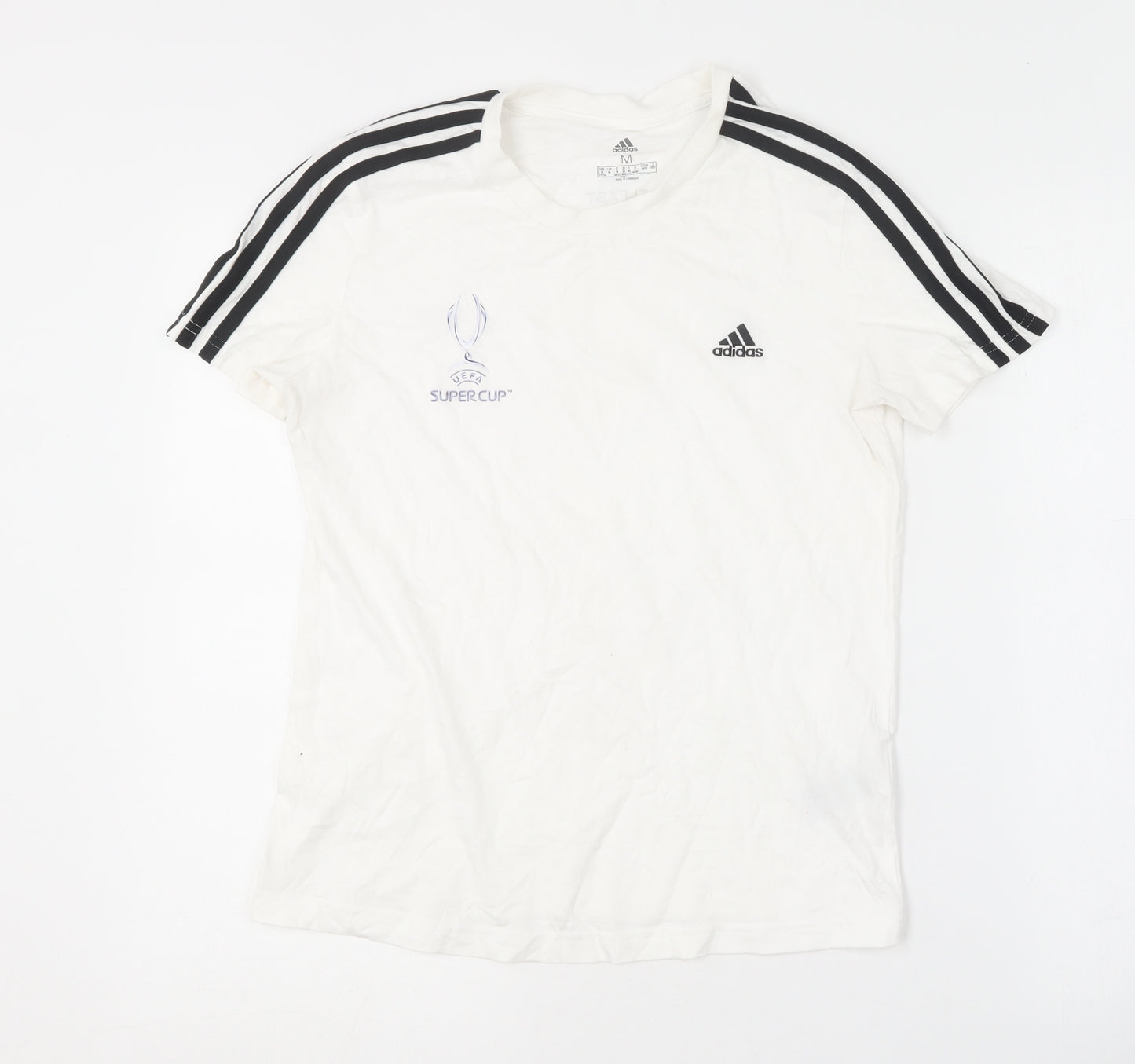 adidas Womens White  Cotton Basic T-Shirt Size 12 Round Neck - UEFA Super Cup