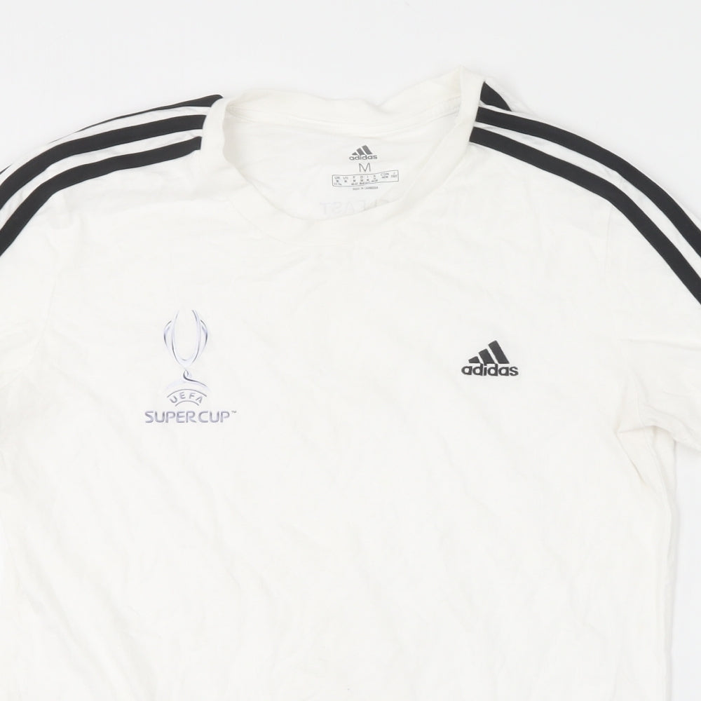 adidas Womens White  Cotton Basic T-Shirt Size 12 Round Neck - UEFA Super Cup