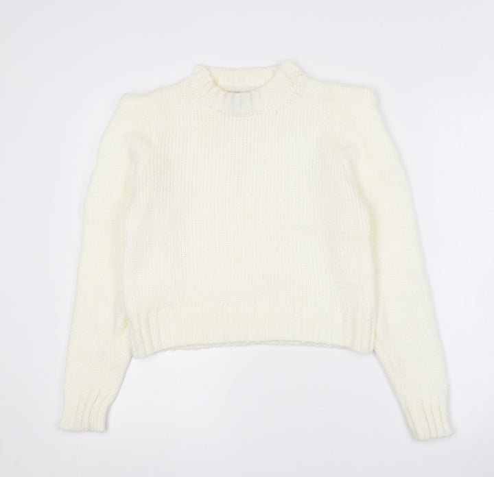 QED London Womens Ivory Crew Neck Cotton Pullover Jumper Size 14