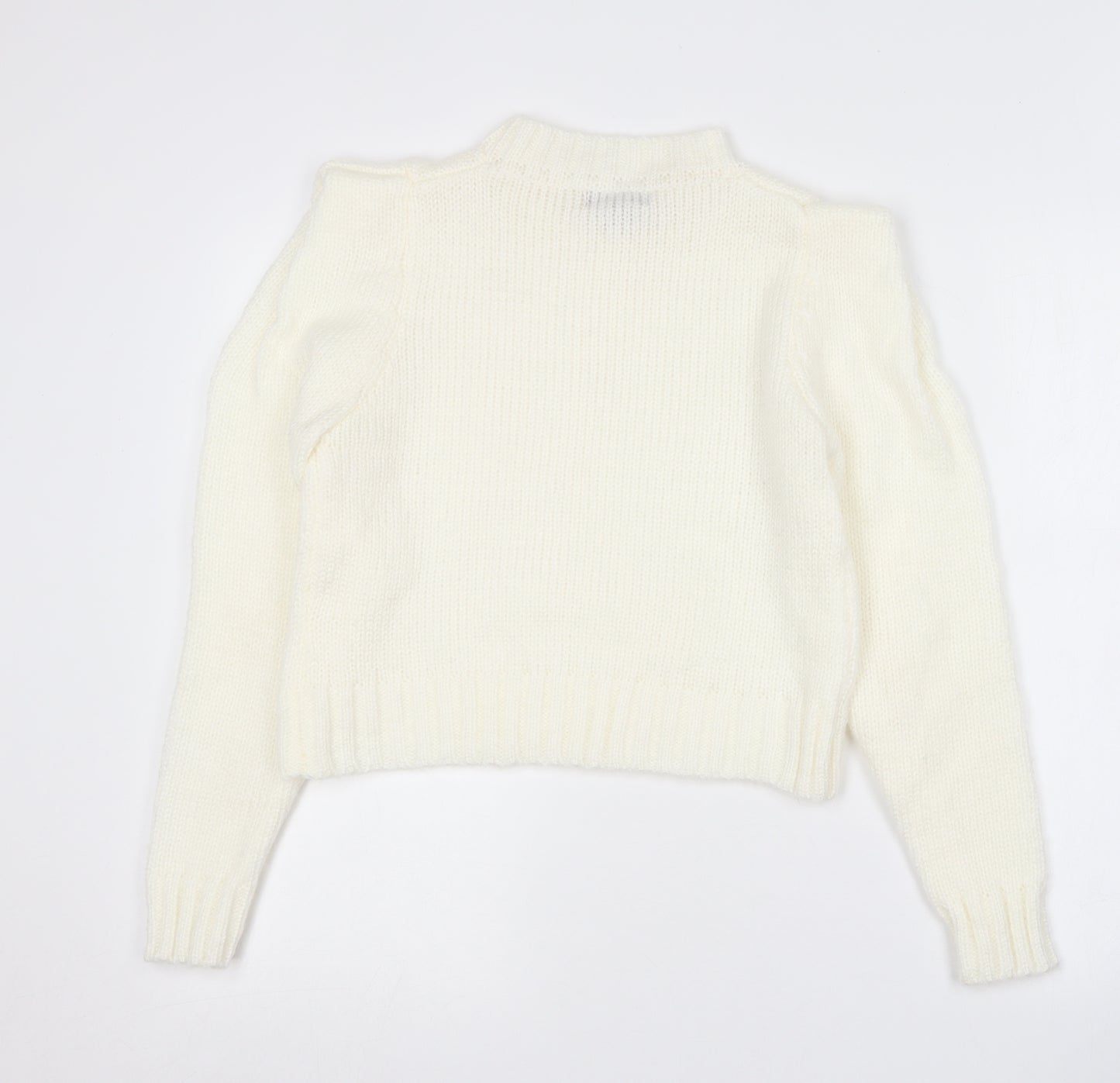 QED London Womens Ivory Crew Neck  Cotton Pullover Jumper Size 14
