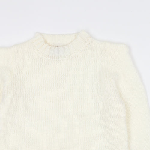 QED London Womens Ivory Crew Neck  Cotton Pullover Jumper Size 14