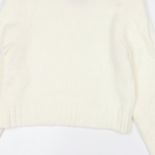 QED London Womens Ivory Crew Neck  Cotton Pullover Jumper Size 14