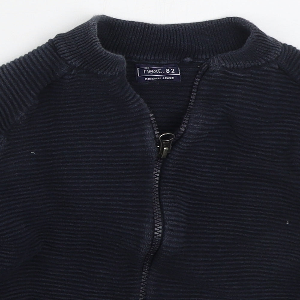 NEXT Boys Blue Crew Neck  Cotton Full Zip Jumper Size 6 Years  Zip