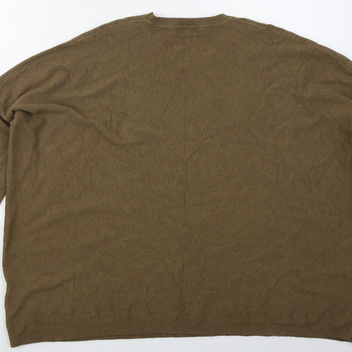 M&C Womens Brown Crew Neck  Nylon Pullover Jumper Size M
